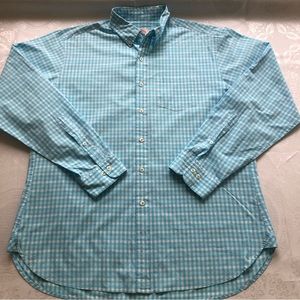 Brooks Brothers Men’s Size L Teal Blue/ White Dress Shirt Checkered Button-Up